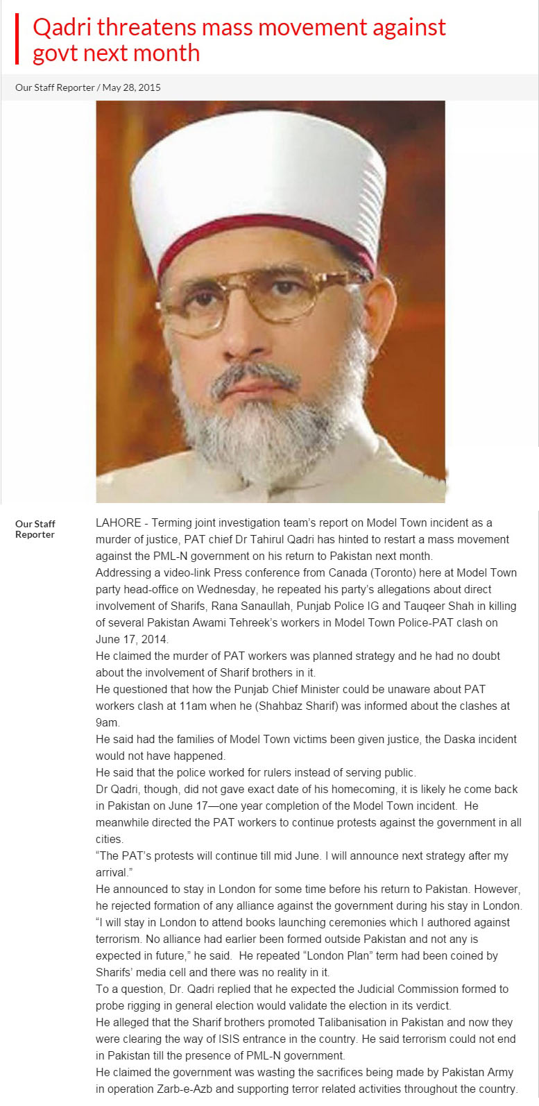 Minhaj-ul-Quran  Print Media CoverageTHE NATION PAGE 2